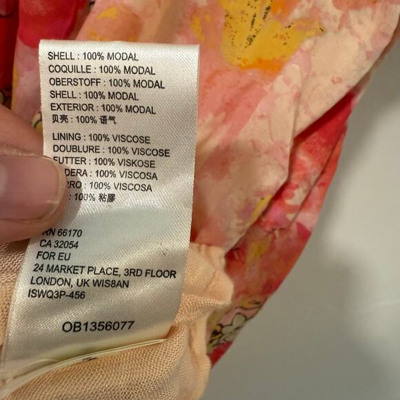 Free People Women's Freddy Mini Dress Pink Orange Floral Medium Flirty V Neck - Picture 7 of 10